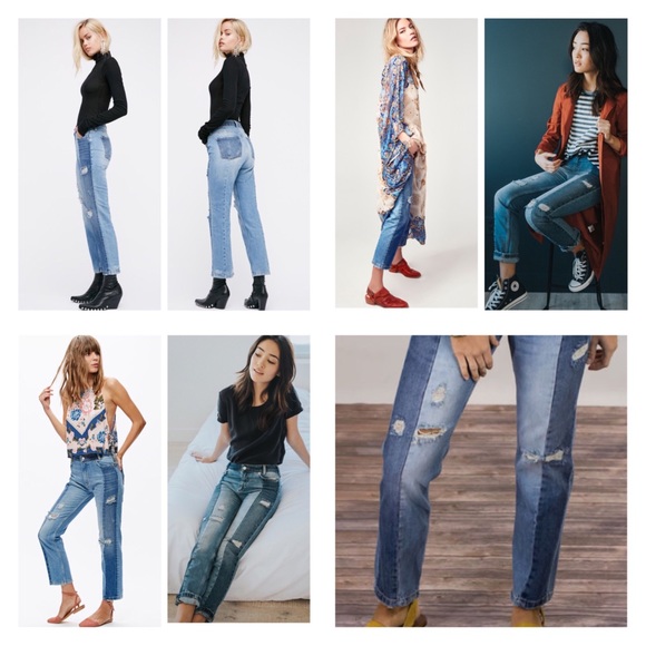 Free People Patchwork High Waist Crop Jeans. NWT. - Picture 6 of 8